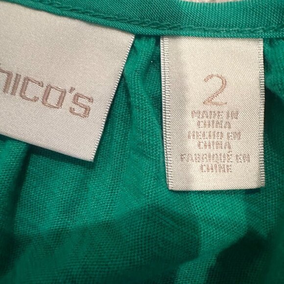 CHICOS SIZE 2 MEDIUM GREEN LIGHTWEIGHT BLOUSE SHIRT - Picture 8 of 9